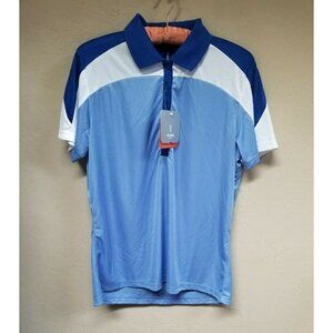 New Elevate Sport Womens Medium Vesta Golf Polo Shirt Solace Blue Short Sleeve
